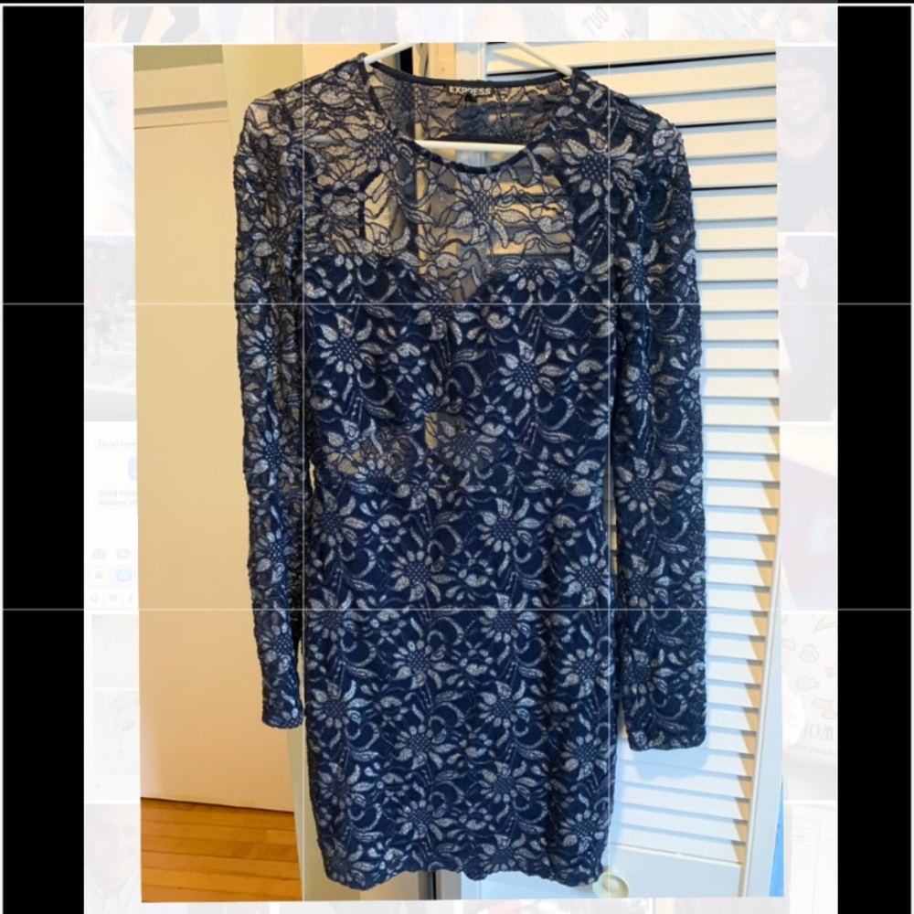 Express Lace Keyhole Back Dress
